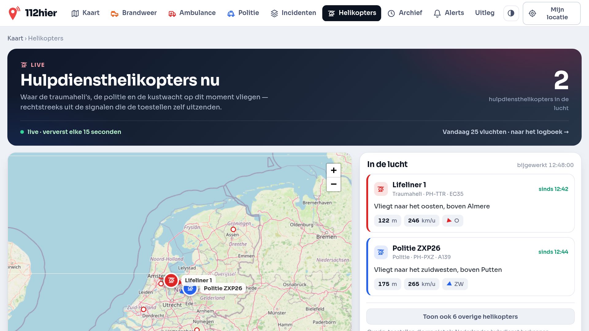 112hier.nl: Helikopters live gevolgd