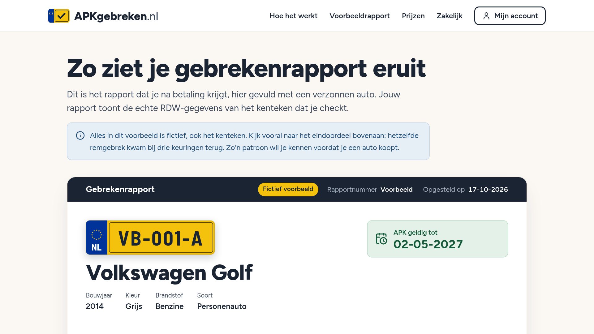 APKgebreken.nl: Voorbeeld van het rapport