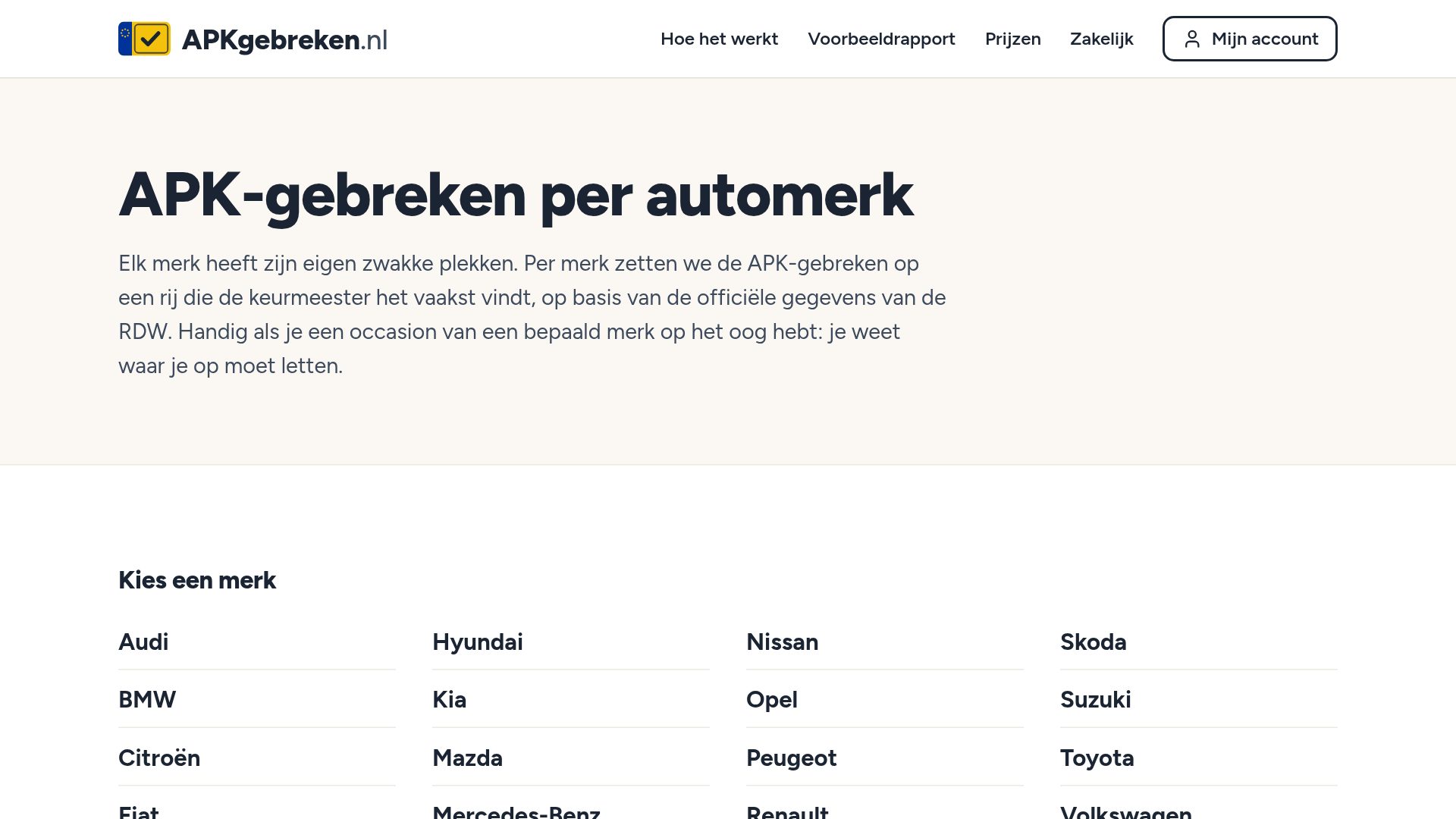 APKgebreken.nl: Gebreken per automerk