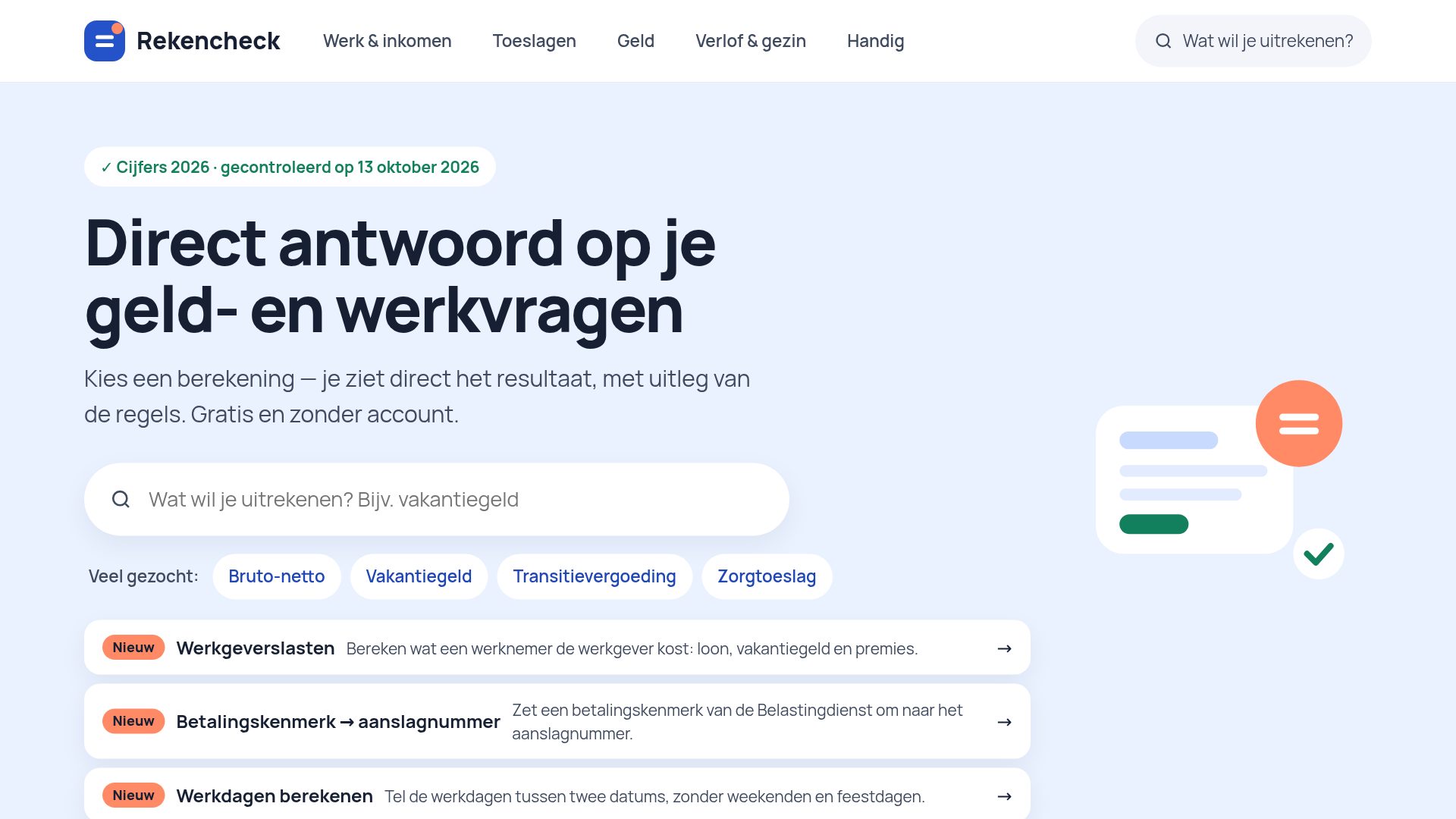 Rekencheck.nl: Ruim vijftig rekentools op een rij