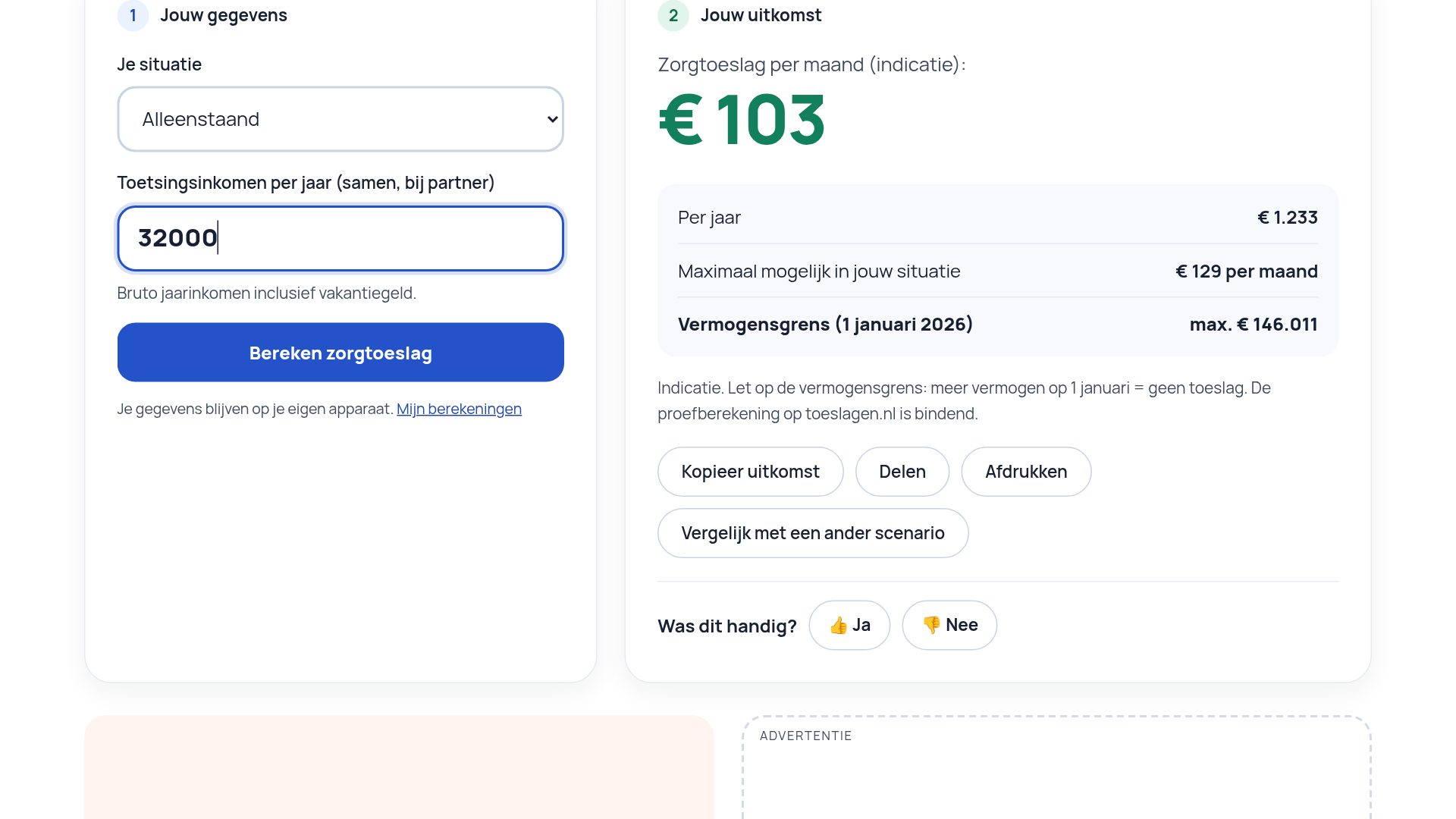 Rekencheck.nl: Zorgtoeslag met uitleg