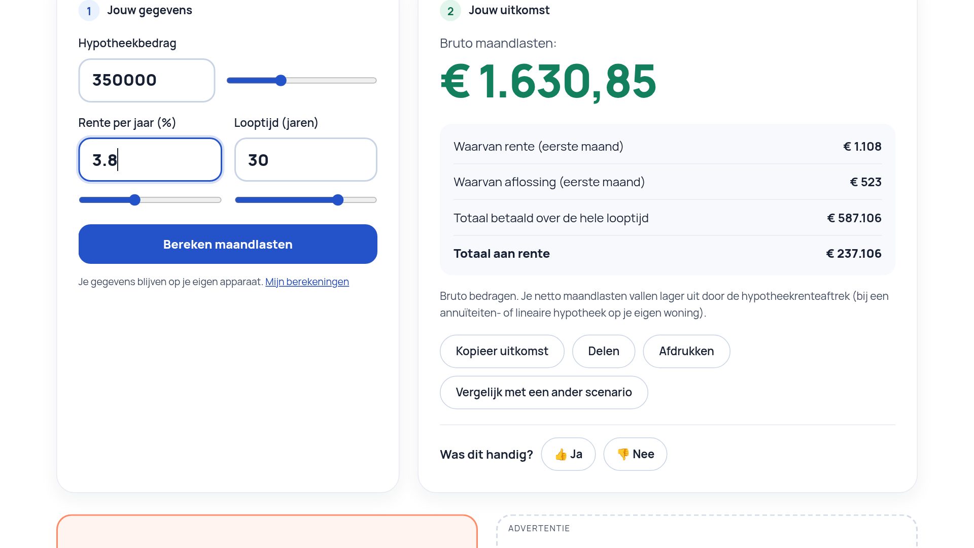 Rekencheck.nl: Hypotheek: maandlasten en rente